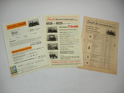 2x Prospekt + Angebot Sebald Sicherheitsbügel am IHC Güldner Eicher Schlepper