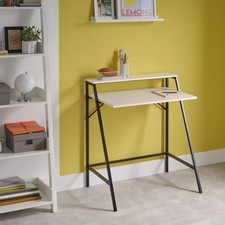 Manera Two Shelf Desk Compact Matt White Home Office (H)840 (W)740 (D)515mm