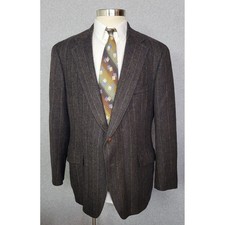 Chaps Ralph Lauren Mens Brown Herringbone Striped Wool Blazer Sport Coat USA 44 