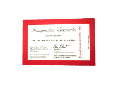Rare Donald Trump Inauguration Ticket 2017 - Union Sqaure Standing - Red Ticket 