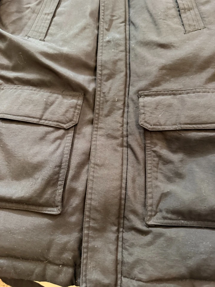 Parka de plumón superior Eddie Bauer para niños Abrigo Chaqueta Negro Bolsillos 10/12 Foto 3 de 4