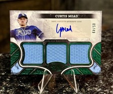 2025 Topps Tier One CURTIS MEAD #/49 TRIPLE RELIC AUTO Green Foil TB Rays