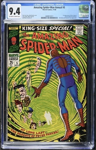 Marvel 1968 Amazing Spider-Man Annual #5 CGC 9.4 Richard & Mary Parker 1st App.