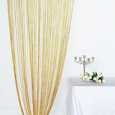 GOLD 3x8 ft Silk Tassels CURTAIN Fringe Backdrop Wedding Home Window Decorations