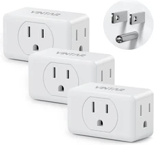 Multi Plug Outlet Extender,  3 Outlet Adapter, Multiple Outlet Splitter, Grounde
