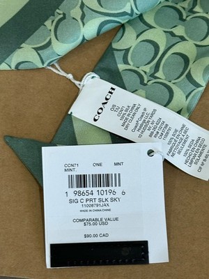 NWT Coach Signature Silk Skinny Scarf - CCN71 - Mint | eBay display picture 3