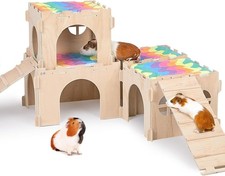 Guinea Pig Hideout, Guinea Pigs House with Stairs and Mats Extra Large Guinea Pi