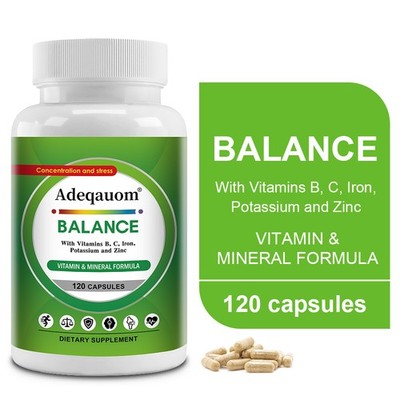Balance Energy Muscle Immune Vitamins B C Iron Potassium Zinc 30-120 Capsules