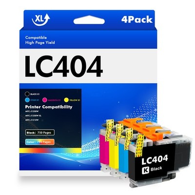 4 Pack LC-404 LC404 Ink Cartridges Compatible For Brother MFC-J1215W MFC-J1205W