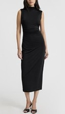 Express Mini Cowl Neck Bodycon Rouged Black Dress. Sleeveless Size S.