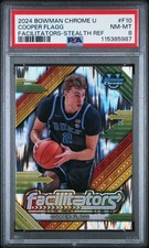 2024 BOWMAN CHROME UNIVERSITY FACILITATORS STEALTH REFRACTOR COOPER FLAGG PSA 8
