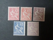 Timbres France n° 124 à 128 Mouchon neufs**