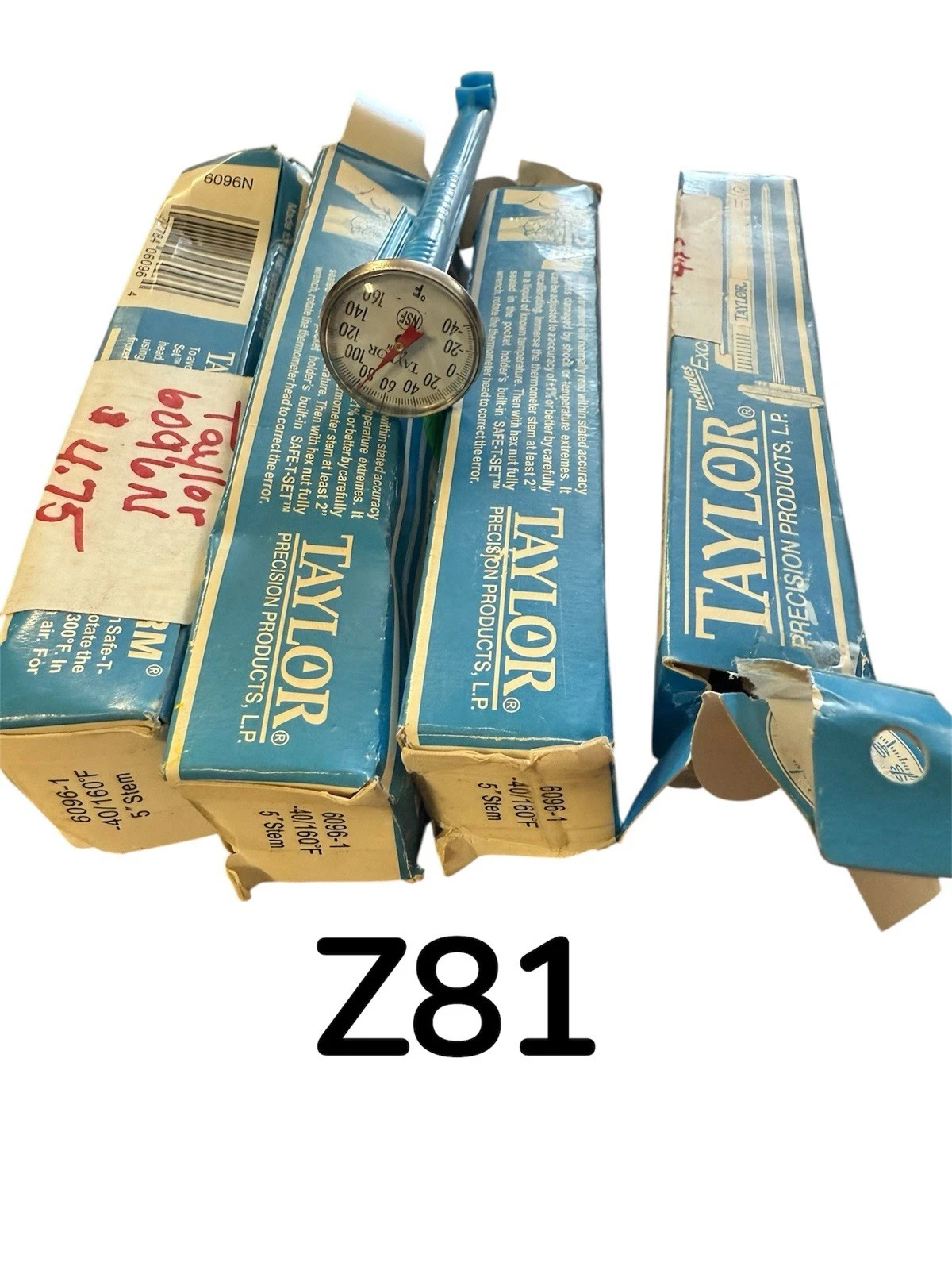 Taylor 6096L 5" Stem Analog Dial Pocket Thermometer, -40 Degrees To 160 Degrees