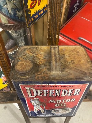 Vintage DEFENDER Motor Oil Can 2 Gallon GAS OIL WWII ERA 1940's | eBay