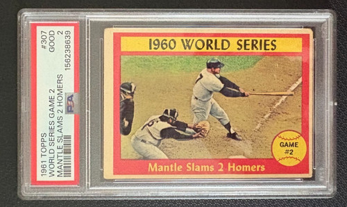 1961 Topps - World Series Mickey Mantle #307 PSA 2 New York Yankees vintage