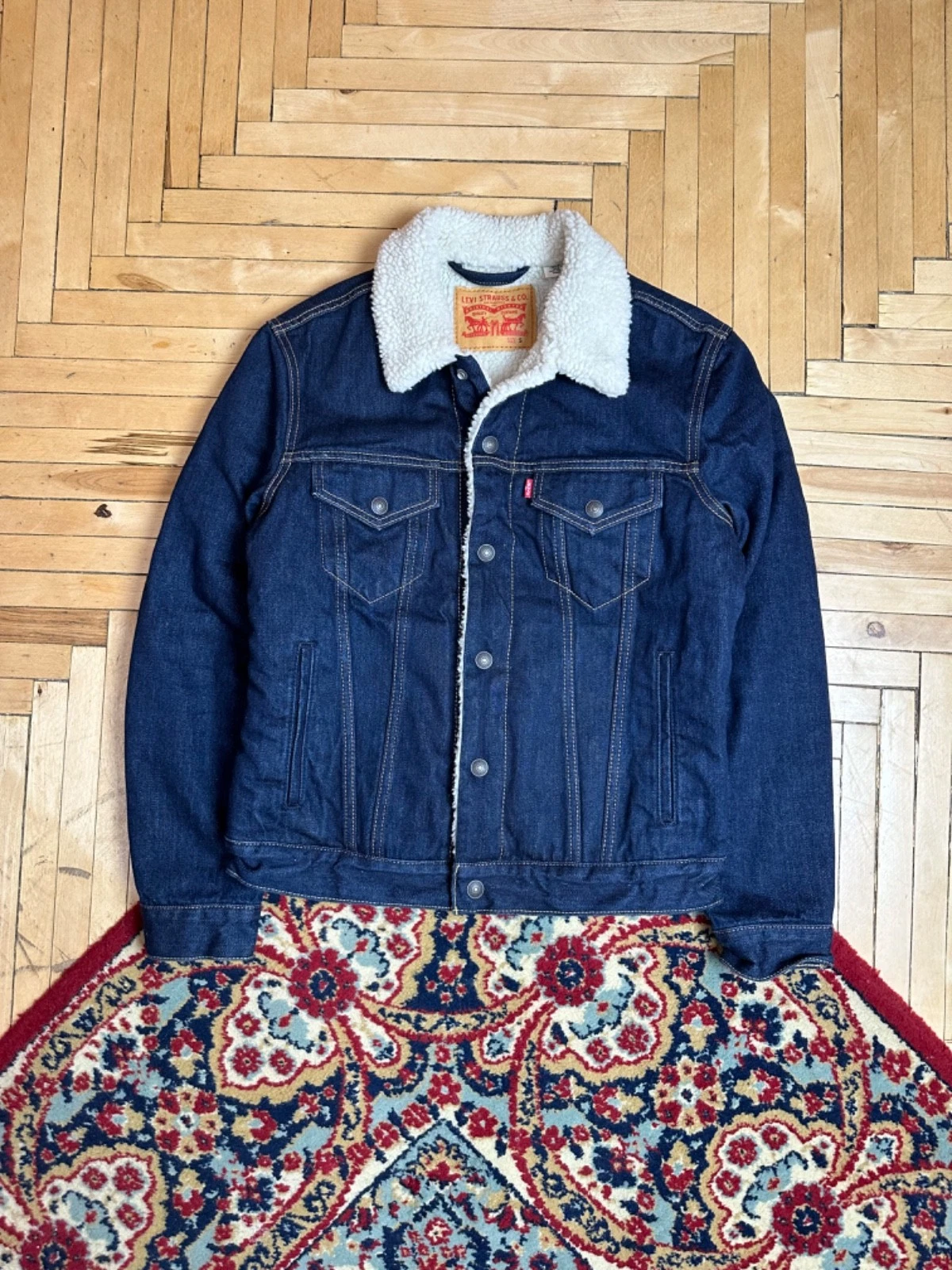 Vintage 00s Levis Denim Sherpa Jacket Size S