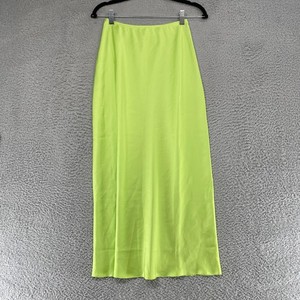 Asos Slip Skirt Womens 2 Satin Bias Midi Elastic Waist Summer Neon Lime Y2K