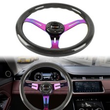 6-Holes 350mm Ralliart Real Carbon Fiber Neo Chrome Spoke Steering Wheel W Horn
