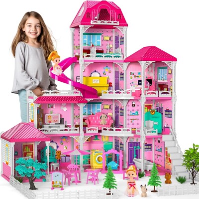 Barbie Dreamhouse, Pieces, Pool Party Doll House with 3 Story Slide