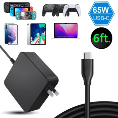 65W USB-C Type C Charger For Steam Deck Switch Lite/OLED PS5 XBX Pro Controller 
