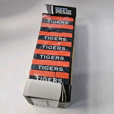 Auburn Tigers College Table Top Stackers Jenga Blocks Stack Wood Blue Orange U5c