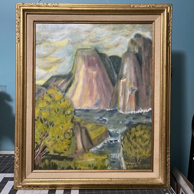 Original Canvas Painting Natures Landscape By Elois Hemphill 1950 s or 60 s