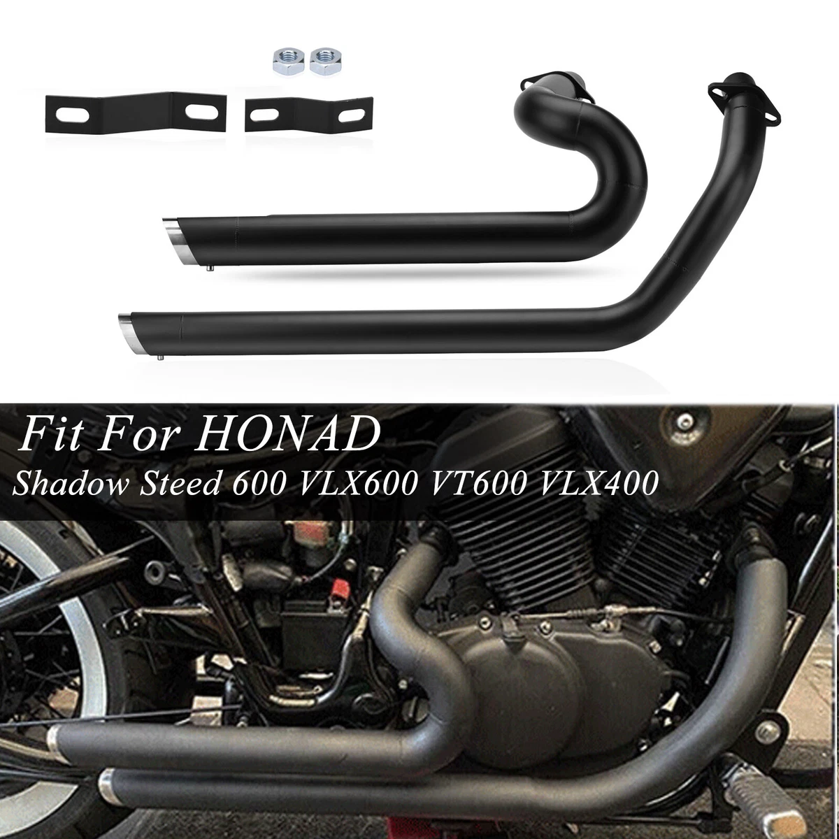 Kit Silencieux D'échappement Pour Honda Shadow Steed 600 VLX600 / VT600 - 2 Tuyaux Avec Silencieux
