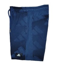 Adidas Originals Men  s Blue French Terry Cotton Graphic Shorts, Size Small