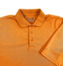 Under Armour Men's Loose HeatGear Course Logo Orange Stripe Golf Polo Shirt XL