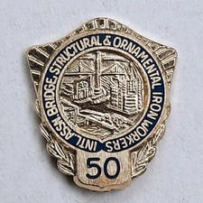 International Association Bridge & Ornamental Iron Workers 50 Year Pin 10K GF