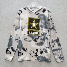 U.S. Army Men Hoodie Medium Gray Camo Logo Graphic Long Sleeve Pullover