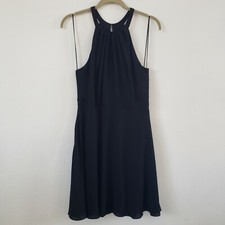 Express Dress A-line Size 8 Pleated Top Halter Lined Sleeveless Solid Black