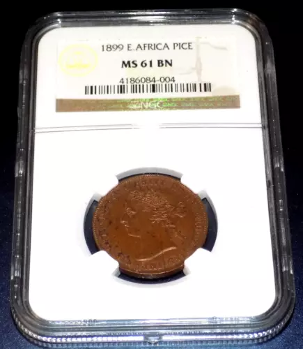 NGC MS61 BN Britain East Africa 1899 Pice British African Colonial KM-1 UNC COIN