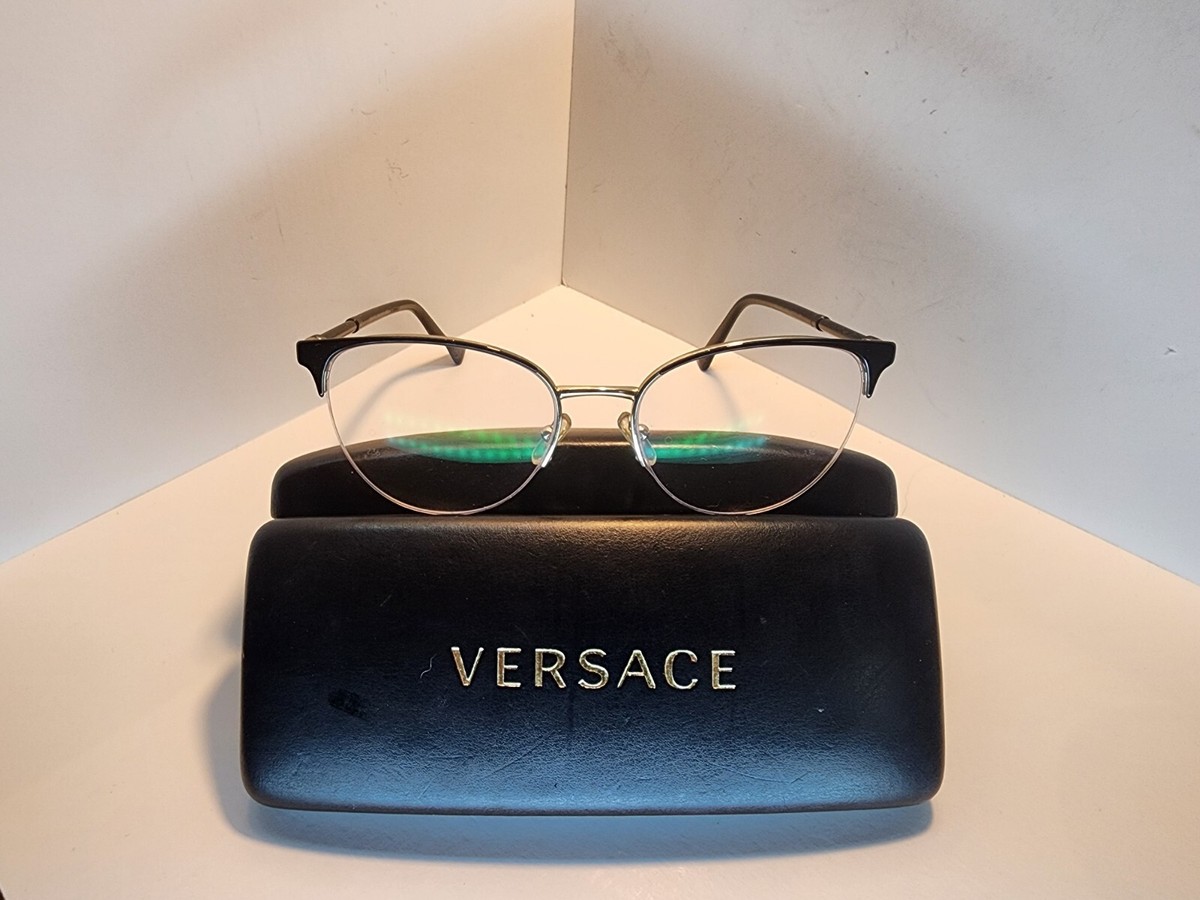 VERSACE ラウントフレムメカネ VE1247 1252 Versace VE1247 1252 Black Pale Gold Women Eyeglasses 52-17