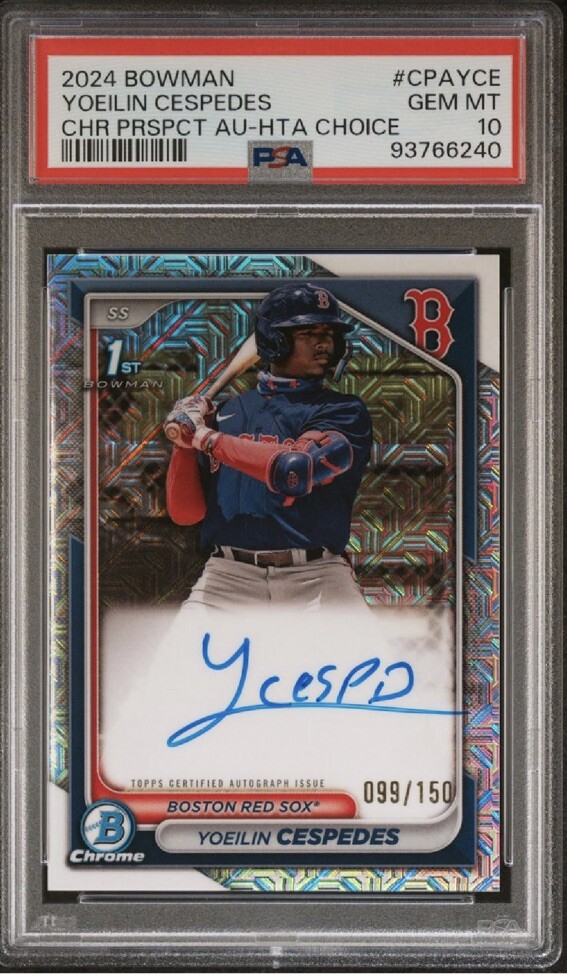 2024 BOWMAN CHROME PROSPECTS AUTO HTA #CPAYCE #/150 YOEILIN CESPEDES PSA 10