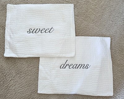 NEW Real Simple Set of 2 Standard Pillow Shams SWEET DREAMS Embroidered 20x25