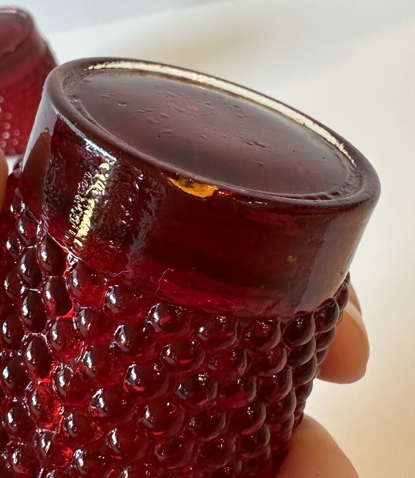 Vintage Red Hobnail Glass Votive Small Candle Holders Tea Light Holders Lot of 3