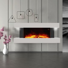 Image of Wall Mounted 1/2kw Electric Fire Fireplace Realistic 3D Flame Log Burner Effect