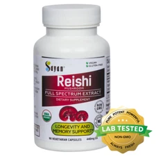 Reishi Mushroom Extract 90 Capsules Supplement Pills Ganoderma Organic 440 mg
