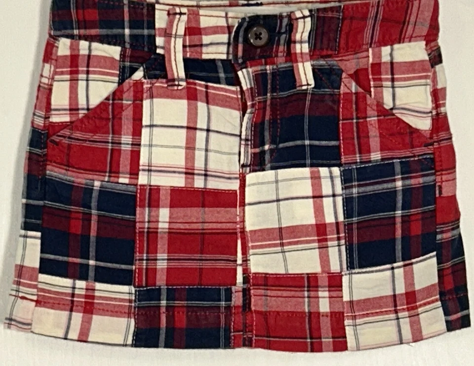 Antigua Falda Azul Marino Niña Talla 5 Retazos Rojo/Blanco/Azul Cintura Ajustable a Presión Foto 2 de 4