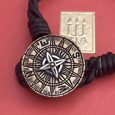 James Avery Retired Leather Braided  Point The Way Compass Bracelet