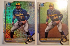 Branlyn Jaraba RC 2022 Bowman Chrome Mojo Refractor 2 ct Lot P (2) Brewers #15