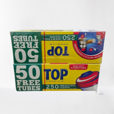 top menthol 100 mm (pack of 2) 250ct/box 500 in total