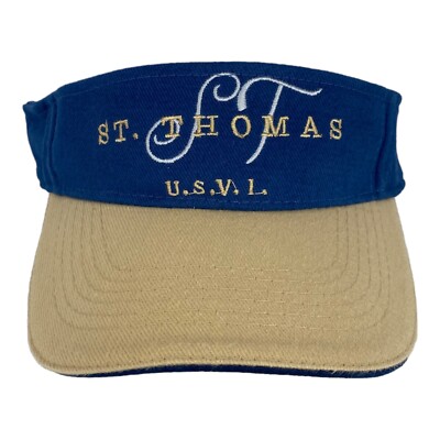ST. Thomas U.S. Virgin Islands USVL Blue Beige Visor Hat Men's Adjustable Cap