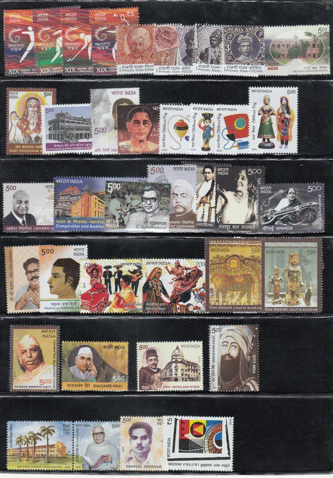 141.PACK COMPLETO DE SELLOS AÑO CONMEMORATIVO INDIA 2010. 91 DIFERENTES. MNH Foto 3 de 3