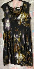 Calvin Klein Multicolor Printed Cowl Neck Knee Length Sleeveless Dress