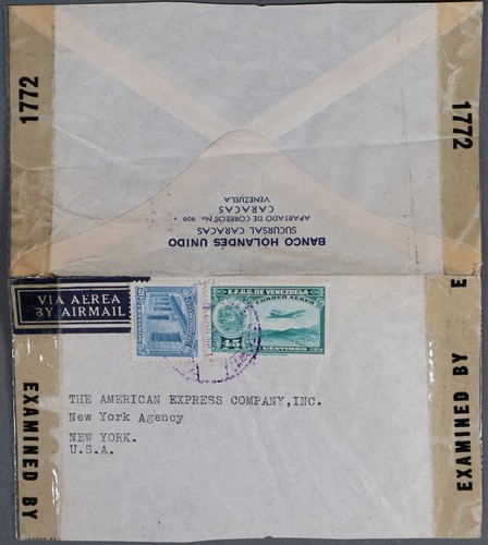 Mayfairstamps Venezuela 1940s to US New York Double Censored Airmail Postal Hist