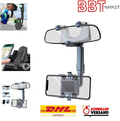 360° Rotatable And Retractable Car Phone Holder Multifunctional Rearview Mirror 