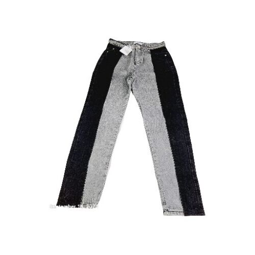 Adika Mom Jeans Women's Medium Two Tone Black Gray High Rise 90s Boho Y2K New