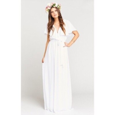 Show Me Your MuMu Audrey Maxi Dress Size Medium Wedding Cake Chiffon  *STAINED* | eBay